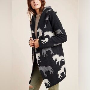 Anthropologie Field Flower Sedona horse print wool coat